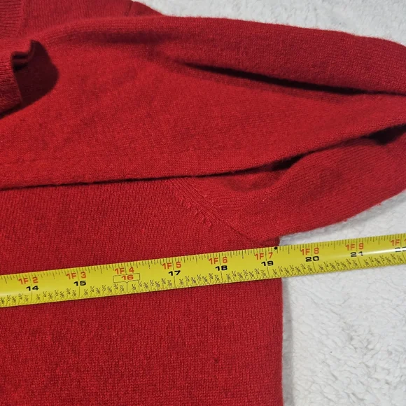 Talbots Pure Cashmere Red Crewneck Sleeve Pullover Sweater Size Large - Picture 11 of 12